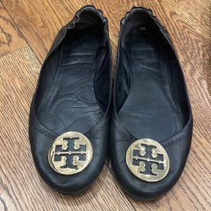 Black Tory Burch Minnie flats EUC size 10.5